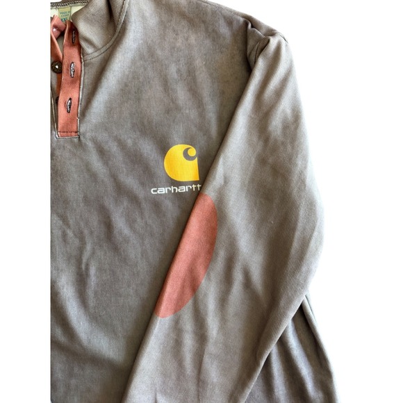 Carhartt XXL Long Sleeve Thermal Henley Shirt Workwear Logo Brown - Picture 1 of 7